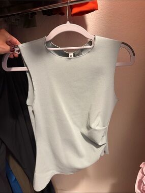 Sleeveless Dusty Blue Asymmetrical Ruching Tank NWT